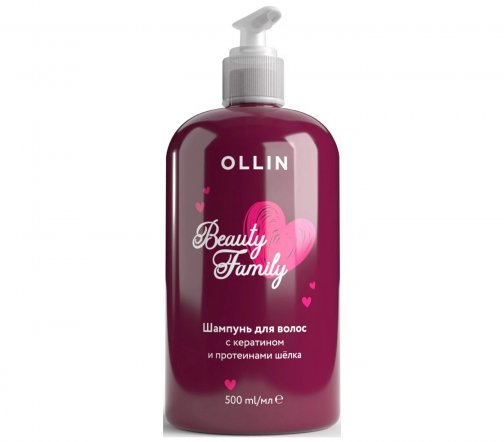 Ollin Beauty Family Шампунь для волос с кератином и протеинами шелка 500мл