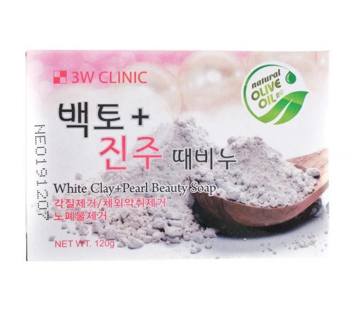 3W Clinic White Clay+Pearl Beauty Мыло 120г