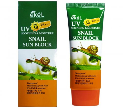 Ekel UV Snail Sun Block SPF50 Крем солнцезащитный для лица с экстрактом улитки 70мл