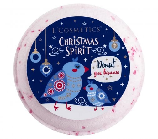 L'Cosmetics Christmas Spirit Донат бурлящий для ванны Розовые кристаллы 160гр