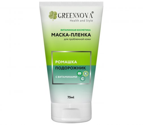Green Mama Green Nova Маска-пленка для проблемной кожи лица Ромашка и Подорожник 75мл