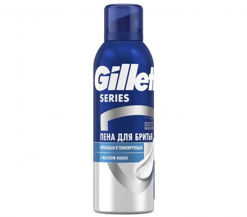 Gillette Уход Пена питающая и тонизирующая для бритья Series с маслом какао 200мл