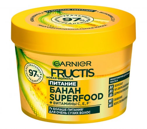 Garnier Fructis Superfood Маска для очень сухих волос 3в1 Банан 390мл