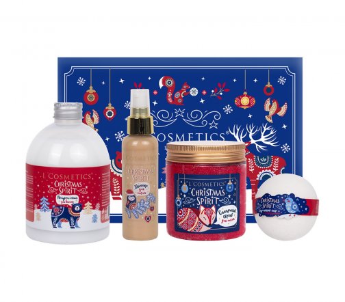 L'Cosmetics Christmas Spirit Набор Ароматы Лапландии Пена+Шиммер 100мл+Скраб 250мл+Шар для ванны