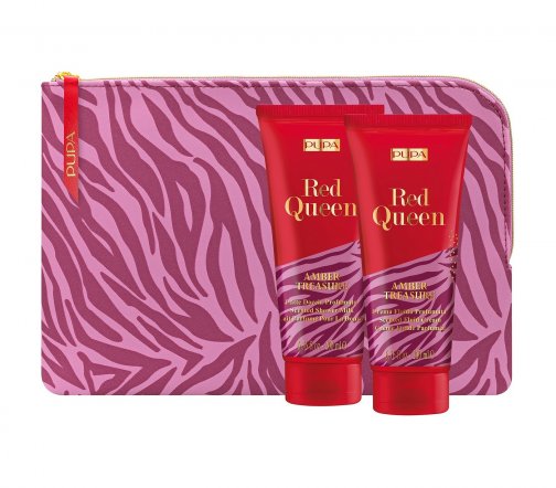 Pupa Набор Red Queen Amber Treasure Set Молочко для душа+Крем для тела+Косметичка
