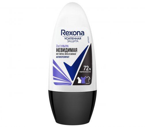 Rexona Усиленная защита Дезодорант-антиперспирант ролик Ультраневидимая 3в1 50мл