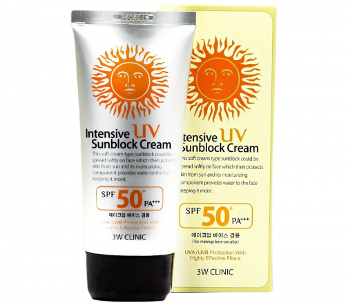 3W Clinic Intensive UV Sun Block SPF50 Крем интенсивный для лица с максимальной защитой от солнца 70