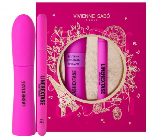 Vivienne Sabo Набор Тушь Lashextase 01+ Подводка-фломастер влагостойкая для глаз Linerextase 01