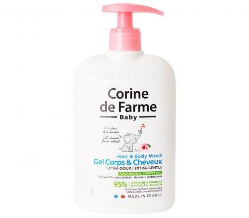 Corine de Farme Гель детский для тела и волос смягчающий очищающий с миндалем 500мл