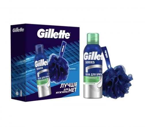 Gillette Men Series Набор Пена для бритья 200мл+Мочалка