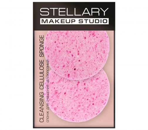 Stellary Спонж целлюлозный для очищения кожи 2шт Make Up Studio