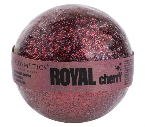 L'Cosmetics Шар бурлящий для ванны с блестками Royal Cherry 120гр