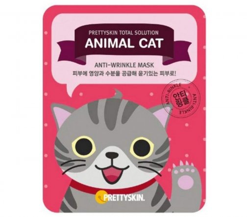 PrettySkin Total Solution Animal Cat Anti-Wrinkle Маска тканевая для лица антивозрастная 25 гр