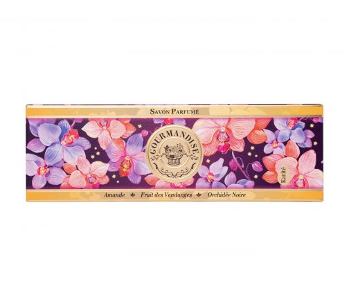 Gourmandise Набор Мыло Миндаль 100гр+Мыло-скраб Виноград 100гр+Мыло Черная орхидея 100гр