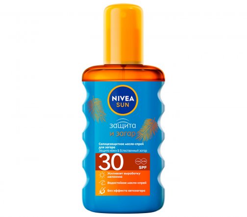 Nivea Sun Спрей-масло солнцезащитное водостойкое для загара Защита и загар SPF30 200мл