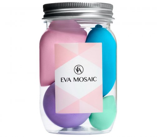 Eva Mosaic Набор спонжей для макияжа в банке №2 4шт