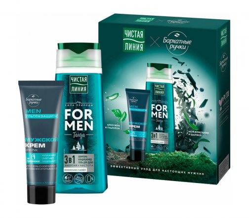 Чистая Линия Men Набор Шампунь-кондиционер-гель для душа 3в1 250мл+ Крем для рук 80мл