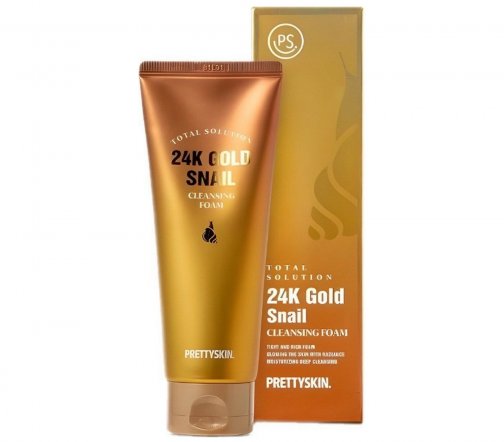 Pretty Skin Total Solution 24K Gold Пенка очищающая для лица с улиткой и золотом 150мл
