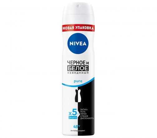 Nivea Дезодорант-антиперспирант спрей Невидимый Pure для черного и белого 150мл