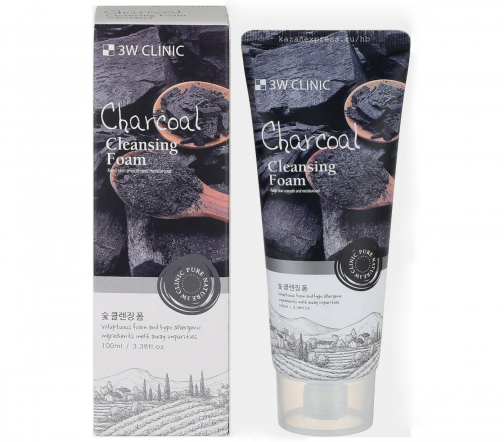 3W Clinic Пенка для умывания лица Cleansing Charcoal 100мл