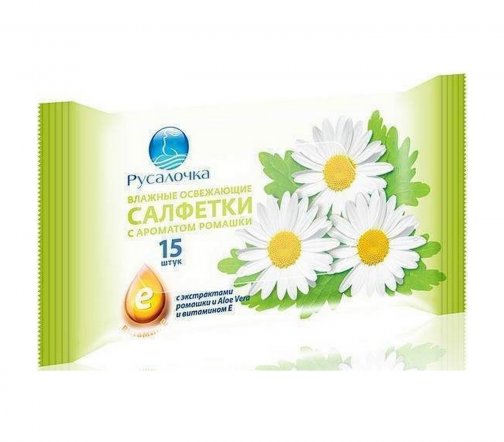 Русалочка Салфетки влажные освежающие Ромашка 15шт