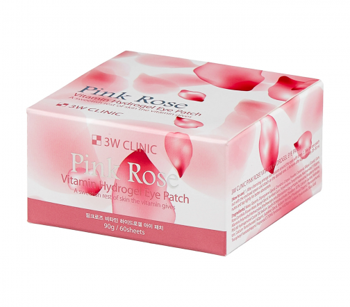 3W Clinic Pink Rose Vitamin Патчи для глаз гидрогелевые с экстрактом розы 60шт