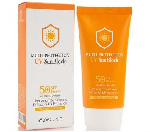 3W Clinic Multi Protection UV Sun Block SPF50 Крем солнцезащитный для лица 70мл