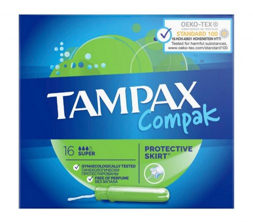 Tampax Compak Тампоны гигиенические с аппликатором Super Duo 16шт