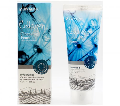 3W Clinic Collagen Пенка очищающая для умывания с коллагеном 100мл