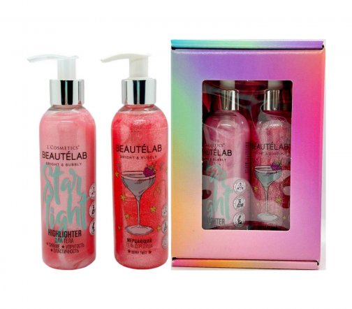 L'Cosmetics Набор Candy Club Коктейль-хайлайтер для тела Star Light+Гель для душа Berry Twist