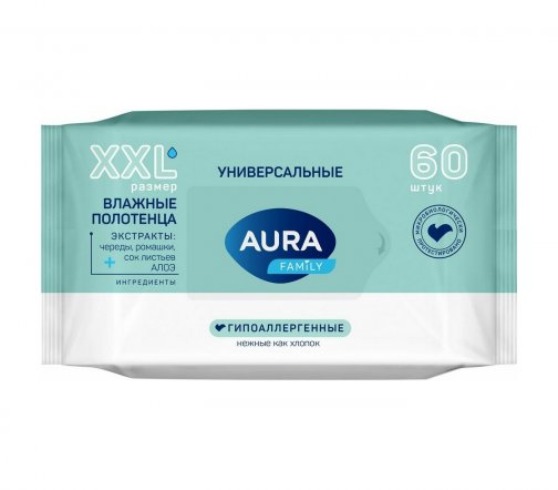 Aura Family Полотенца влажные 60шт