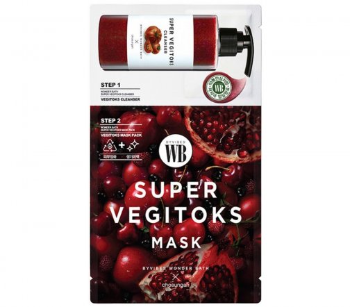 Wonder Bath Super Vegitoks Red Маска тканевая Система двухступенчатая с детокс-эффектом 3мл+25мл