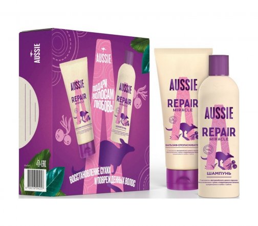 Aussie Набор Repair Miracle Шампунь 300мл+Бальзам-ополаскиватель 200мл