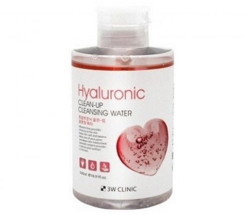 3W Clinic Hyaluronic Natural Вода очищающая с гиалуроновой кислотой 500мл