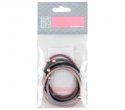 Dewal Beauty Резинки для волос Цветные с бусинками Midi 5шт DBR69