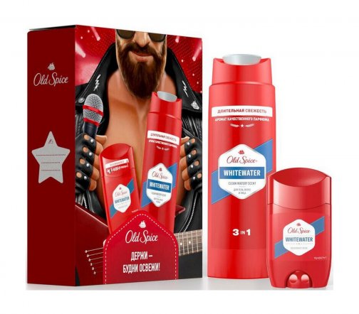 Old Spice Набор Whitewater Дезодорант-стик 50мл+Гель для душа и шампунь 2в1 250мл