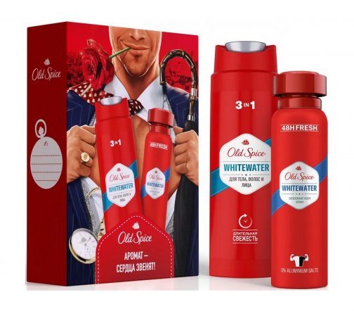 Old Spice Набор Whitewater Гель для душа и шампунь 2в1 250мл+Дезодорант-спрей 150мл