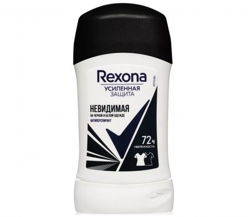 Rexona Усиленная защита Дезодорант-антиперспирант стик Невидимая на черном и белом 40мл