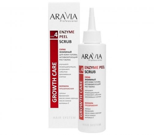Aravia Professional Скраб энзимный для кожи головы активизирующий рост волос 150мл
