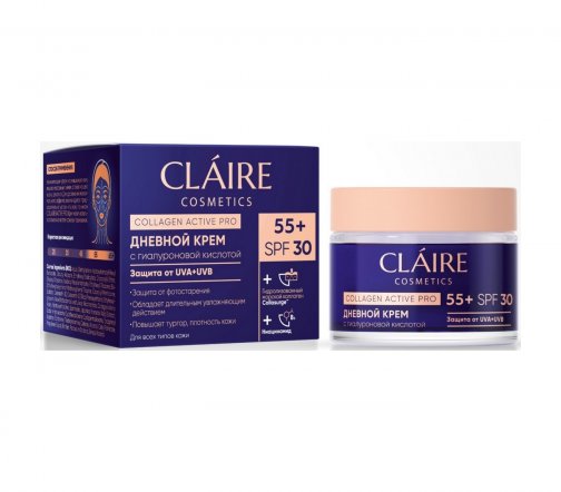 Claire Cosmetics Collagen Active Pro Крем дневной для лица 55+ SPF30 50мл