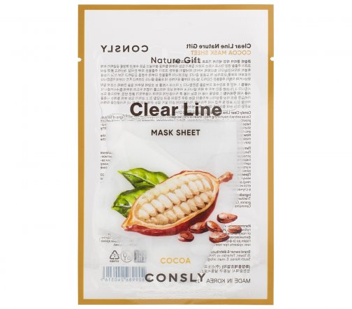 Consly Clear Line Маска тканевая питательная с экстрактом какао 25мл