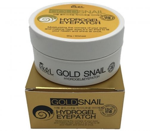 Ekel Патчи Gold Snail Hydrogel гидрогелевые для кожи вокруг глаз с муцином улитки и золотом 60шт