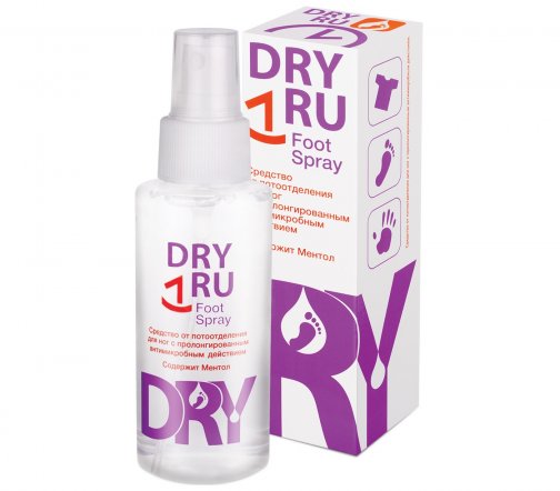 Dry Ru Foot Spray (Ру Фут Спрей) Антиперспирант-спрей для ног с пролонгированным действием 100мл