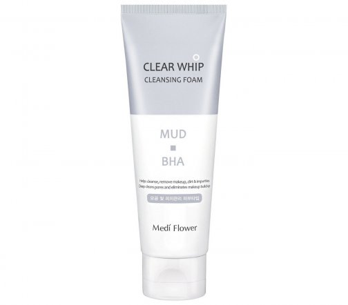 Medi Flower Clear Whip Пенка для умывания с белой глиной и BHA кислотами 120мл