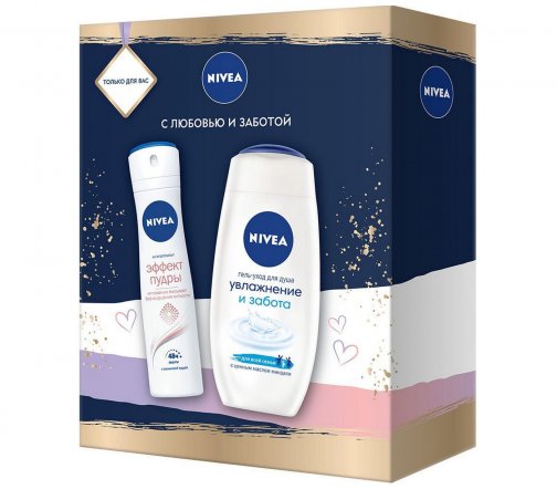 Nivea Набор Гель-уход для душа Увлажнение и забота 250мл+Дезодорант-спрей Эффект пудры 150мл
