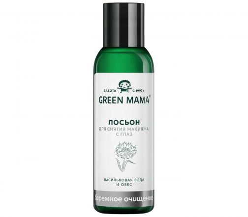 Green Mama Бережное очищение Лосьон для снятия макияжа с глаз Васильковая вода и овес 100мл