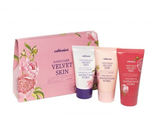 Cafe Mimi Набор Velvet Skin Крем для рук 50мл+Крем-маска для рук 50мл+Скраб для рук 50мл