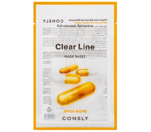 Consly Clear Line Маска тканевая восстанавливающая с пробиотиками 25мл