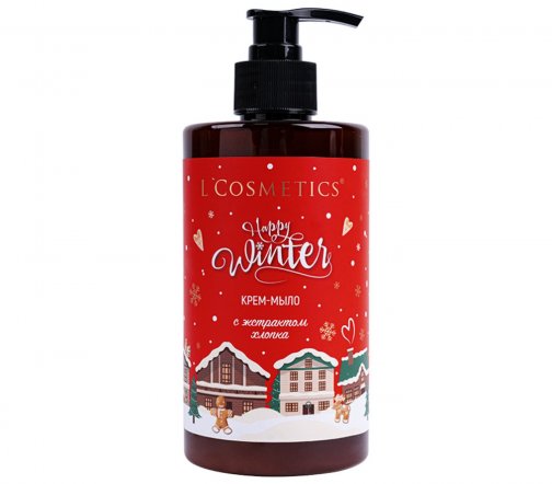L'Cosmetics Happy Winter Крем-мыло жидкое гипоаллергенное с экстрактом хлопка 450мл