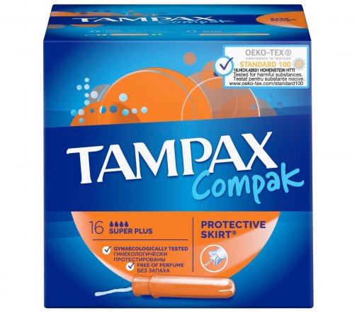 Tampax Compak Тампоны гигиенические с аппликатором Super Plus Duo 16шт